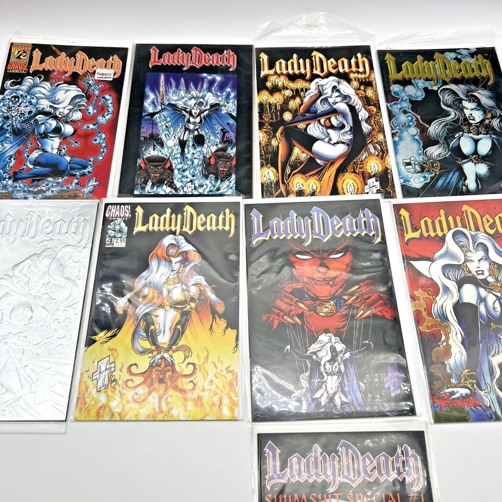 Lady Death Comic Lot (9 Issues) Chaos! Comics 1990s Swimsuit Special #1,